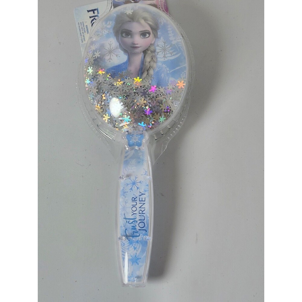 Frozen 2 Girls Silver Snowflake Confetti Hair Brush
